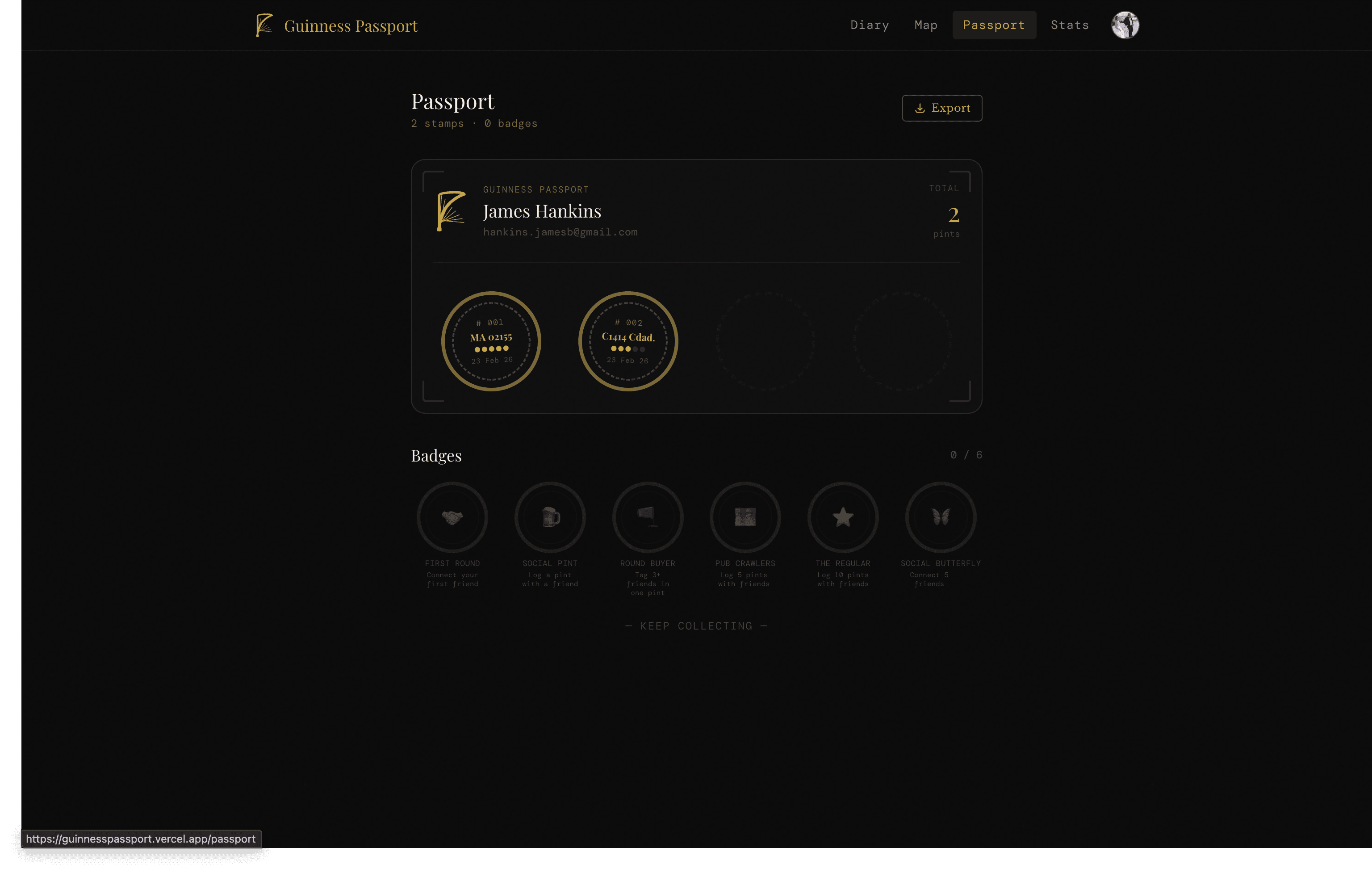 Guinness Passport screenshot